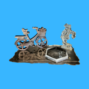 Decorative Set – Bicycle, Kiss Sculpture, Ashtray & Tray